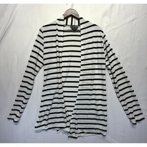 Mix by 41 Hawthorn Cardigan‎ Sweater Womens Large White Black Striped Open Front